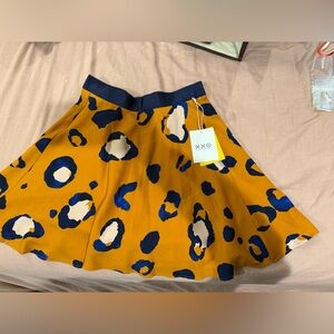 3.1 Phillip Lim Mustard and Navy Animal Print Skirt